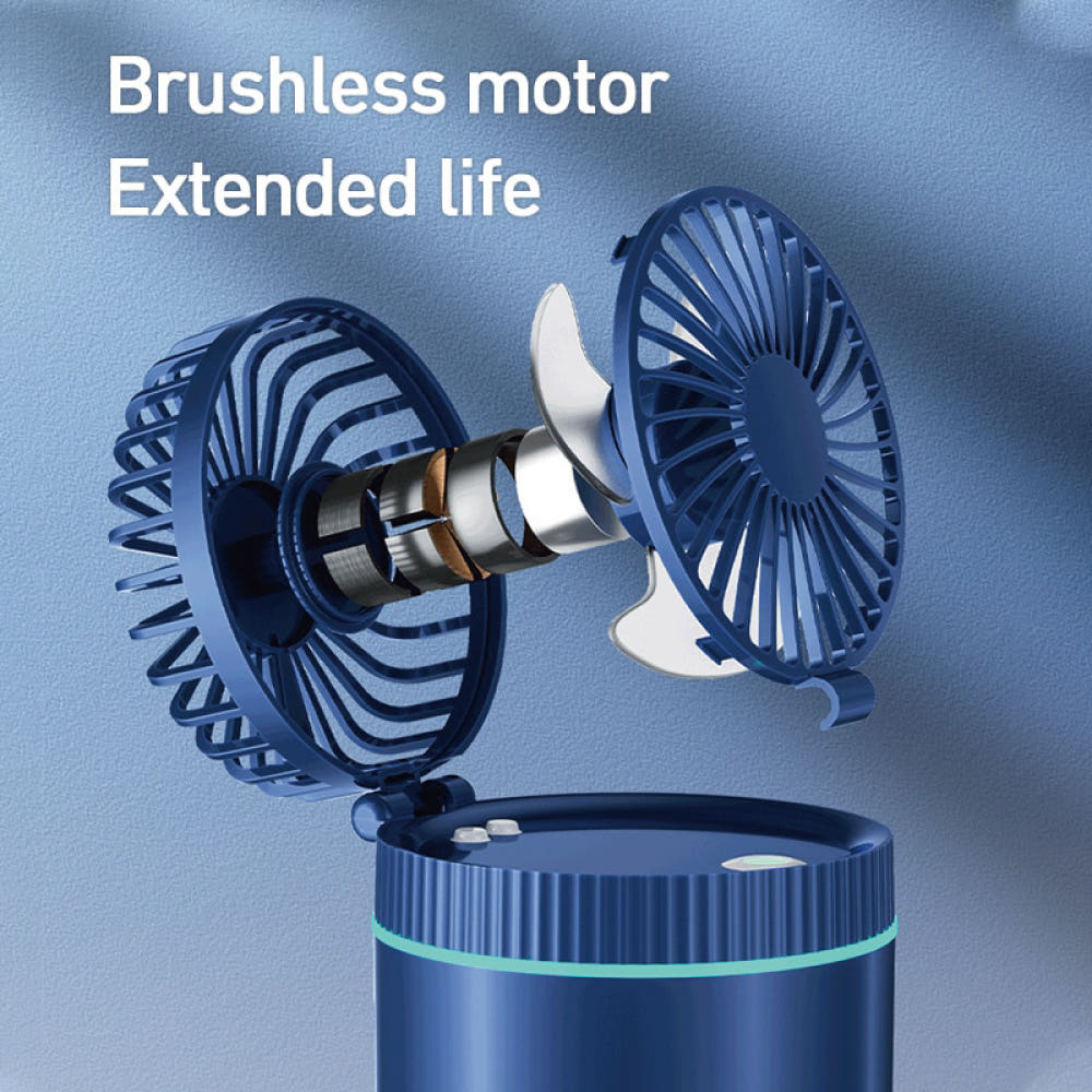 아담한 크기의 차량용 냉풍기, 모니터 옆에 놓인 모습.