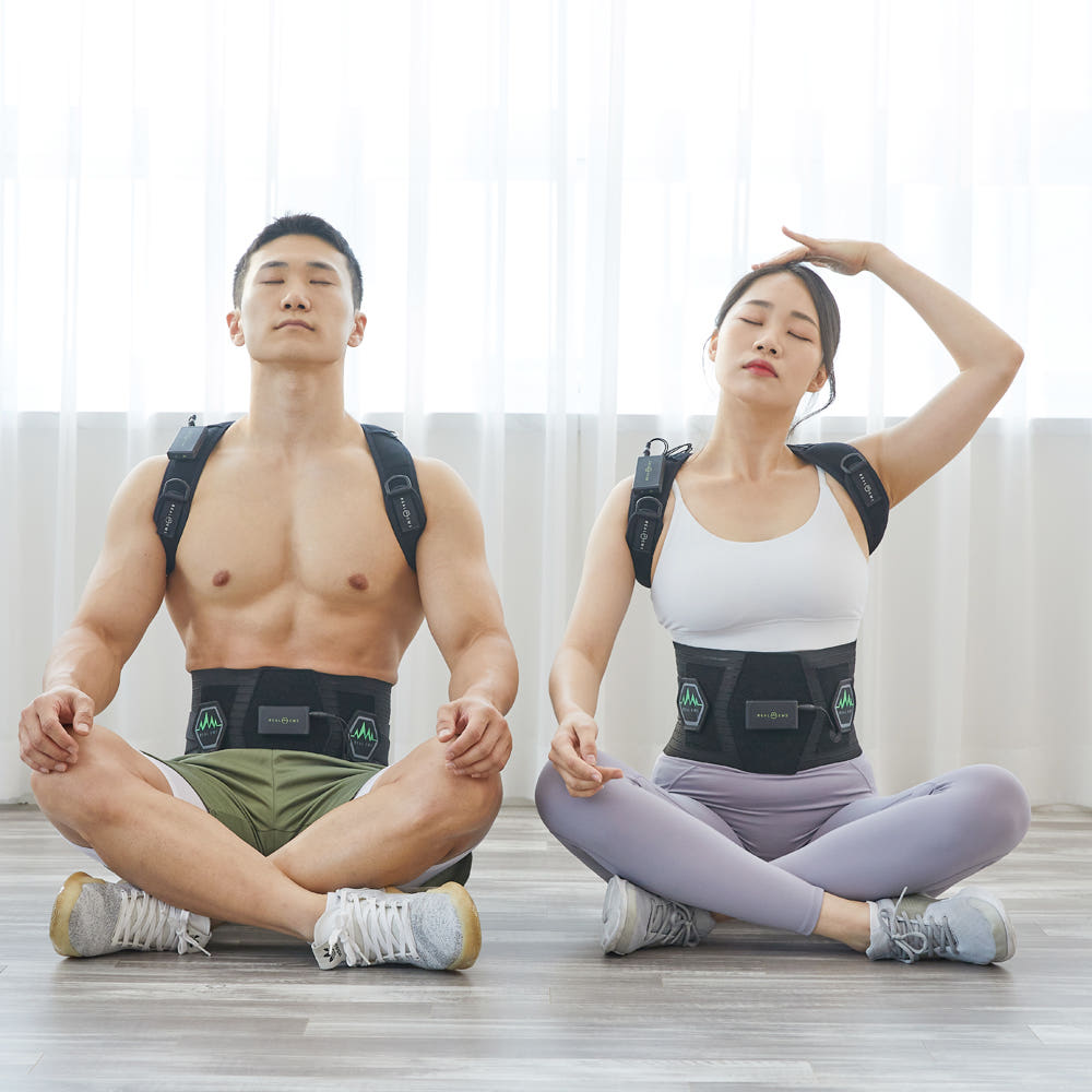 저주파안마기의 다양한 모드를 설명하는 이미지로, 사용자가 선택할 수 있는 옵션을 강조함.